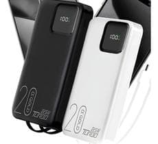 Carregador Portátil A'Gold 20000mAh Turbo Power Bank Branco 3 Portas USB e Tipo-C - Agold