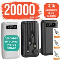 Carregador Power Bank Portátil de celular 20000mah Universal Saida 4 Cabos - oem