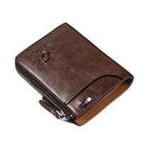 Carteira De Couro Masculina Com Proteção RFID, Porta-cartões De Visita, Bolsa Com Zíper, Luxo - NONE
