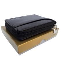 Carteira Masculina de Couro Com Ziper Cabe RG + Porta Cartão - LK