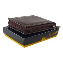 Carteira Masculina De Couro Zíper Porta Cartão Moeda RG CNH Documentos Marrom - LUXXO