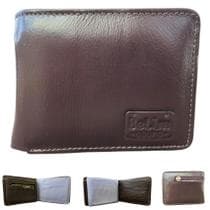 Carteira Masculina Grande Couro Legítimo Macio PREMIUM Completa CABE Rg DIVISÓRIA COM ZÍPER - BELIM