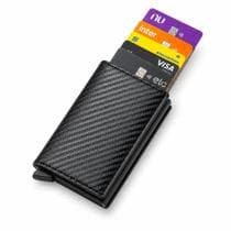 Carteira Masculina Proteção RFID Com Cartão Cnh Magica Slim Automática Minimalista Proteção COntra Aproximação Resistente Fina Pequena Preto - Carrken
