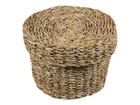 Cesto Firme Em Tramas Fibras Naturais Com Tampa Baú Caixa Seagrass Organizadora Multiuso Decorativa Sala Casa Escritório Quarto Lavabo - Casa Hera Maria