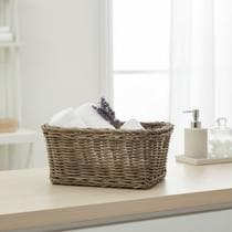 Cesto Rattan Natural Organizador Decorativo Multiuso 33cm - Btc