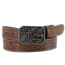 Cinto Country Couro Fivela Metal Cowboy na Cruz Masculino - Pampas Country