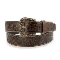 Cinto Feminino De Couro Country Floral Com Fivela Removivel Estampa Floral Entalhado - Pampas Country