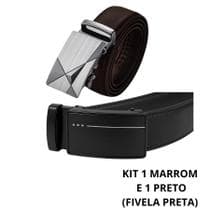 Cinto masculino kit cinto atacado social couro fivela automatica cinto preto de homem fivela preta prata sosial marrom - oem