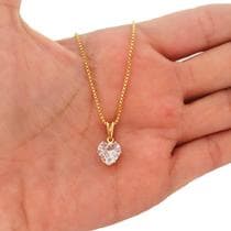 Colar Cordão Corrente Correntinha Gargantilha Feminina e Pingente Coração Zircônia Banhado a Ouro 18k - Dinis Joias