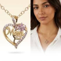 Colar Feminino Coração Banhado a Ouro ou Prata Mãe Flor de Zircônia cor:ouro - MS CHOICES