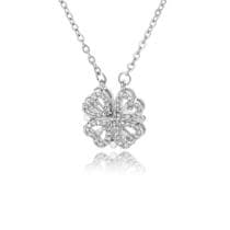 Colar follhado ouro 18k jóia feminina modelo trevo coração - AZULAMORA