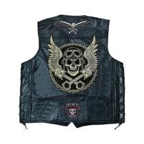 Colete De Couro Masculino Sem Mangas Para Motociclistas, Jaqueta Casual Com Patches Bordados, Moda - LEDP