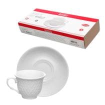 Conjunto 6 Xícaras Com Pires De Porcelana Branca Café Chá Wembley 80ml - Haüskraft