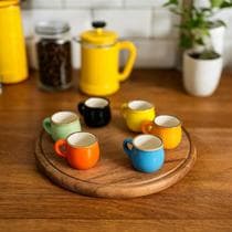 Conjunto de Mini xícaras canecas para café ou chá de porcelana coloridas 60 ml Produto de luxo encantador para receber visitas 6 peças - PRIME
