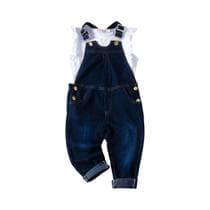 Conjunto De Moda Ao Ar Livre Para Meninas Com Camiseta Branca De Renda Com Mangas Em Camadas E
