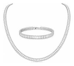 Conjunto Riviera Feminino Prata 925 Colar Pulseira Zirconia - AMIR JOIAS