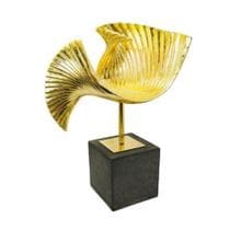 Enfeite Escultura Moderna Abstrata Resina Dourada Luxo - LUXdécor