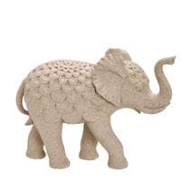 Enfeite Estatueta Escultura Estátua Elefante Decorativo Bege Claro Casa Sala Quarto Escritório Mesa Rack Estante Decoração Criado Aparador Moderno - Espressione