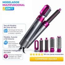 Escova Secadora 5 em 1 Profissional Bivolt Seca, Alisa e Modela Rápido - Escova Modeladora