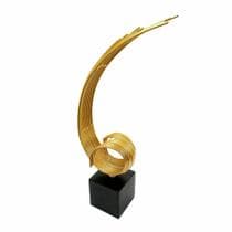 Escultura Moderna Metal Dourado Abstrato Curvas Base Preta - LUXdécor