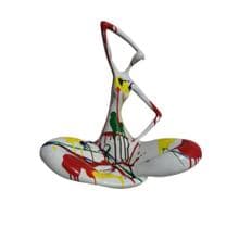 Escultura Mulher Sentada Arte Moderna Colorido Formosa - LUXdécor Casa e Jardim