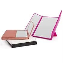 Espelho de maquiagem dobravel portatil para bolsa viagem camarim de mesa bancada penteadeira luz led - Kangur