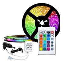 Fita Led Rgb 3528 Rolo 5m Com Fonte E Controle - Waka