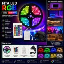 Fita LED RGB 5050 5m Controle Fonte 12V Bivolt Iluminação Colorida Alta Potência - vlx