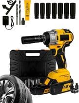 Furadeira Parafusadeira e Chave de Impacto 48V Brushless 2 Baterias 4.0Ah Kit Completo com Maleta Ferramenta Sem Fio Profissional Bivolt Potente - Vari Tudo