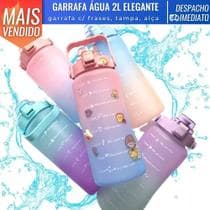 Garrafa de Água c/ Tampa Canudo e Adesivos 2L Alça Bico Academia Escola - Imporiente