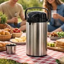 Garrafa Térmica De Pressão 1,9 Litro Inox Café Chá Água Sistema Por Aperto Istok