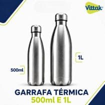 Garrafa Térmica Inox 500ml e 1L Dupla Camada Squeeze Água Gelada e Quente Vittak