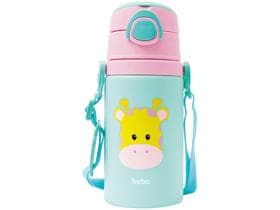 Garrafinha de Alumínio 450ml c canudo Animal Fun Girafa Buba
