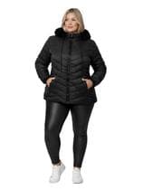 Jaqueta Bobojaco Revestida Feminina Com Capuz Plus Size Preto - Ast Store