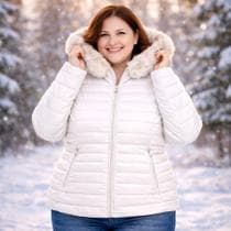 Jaqueta Feminina Plus Size Puffer Blusa De Frio Casaco Inverno Bobojaco Forrado Quente Com Capuz - Sem marca