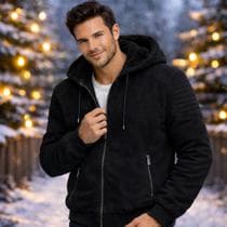 Jaqueta Masculina Suede Premium Forrada Peluciada Inverno Luxo Com Capuz Casaco De Camurça Térmico C - !MPAR