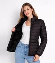 Jaqueta Puffer Feminina Peluciada Sea Surf Preto