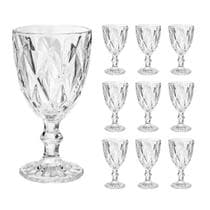 Jogo 10 Taças Diamond Diamante Vidro Grosso Agua Suco Vinho - CLICK HOUSE