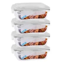 Jogo 4 Potes de Vidro Hermético Marmita Tampa 4 Travas 640ml - DONA LAURA