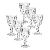 Jogo 6 Taças Diamond Diamante Vidro Suco Agua Vinho 340ml - CLICK HOUSE