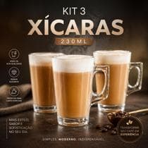 Jogo Canecas Xícaras Em Vidro 185ml Kit Canecas Para Chá Café Capuccino - Lehavi