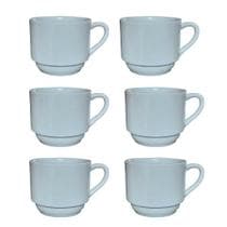 Jogo de 6 Xícaras de Café/Chá de Porcelana Branca - 200ml - Antilope Decor Porcelanas