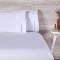 Jogo de Cama Queen Lençol com Elástico 200 Fios Ponto Palito Branco 03 Peças - RAVATEX CASA