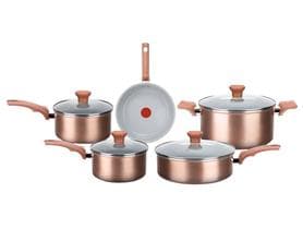 Jogo de Panelas Rochedo Cerâmico de Alumínio Rose Gold Fundo Triplo 5 Peças Ceramic