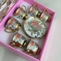 Jogo De Xicara Com Pires De Café De Porcelana 12 Peças Luxo(Xicara Vermelha) - SHOP CAR BRASIL