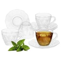 Jogo de Xícaras de Vidro 12 Peças Para Chá e Café Kit Contendo 6 Xícaras e 6 Pires Com Design Moderno e Elegante de Acacia Capacidade 200ml Migi Glass - Hai Brasil