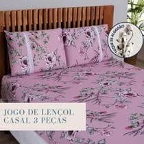 Jogo Lençol Casal Estampado Elástico Malha 100% Algodão