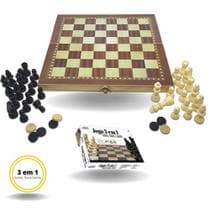 Jogo Xadrez Dama Gamão Madeira Tabuleiro 3 Em 1 29x29 - Western