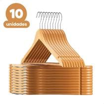 Kit 10 Cabide De Madeira Adulto Organizador Roupas Armário