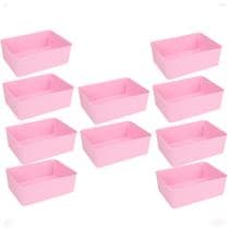 Kit 10 Cesto Multiuso Decorativo Rosa 19x13,5x6,5Cm - 123 Organizei